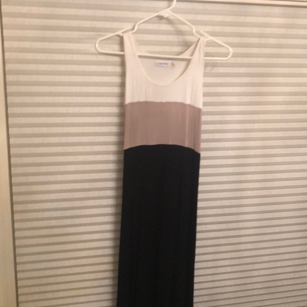 Full length, color block dress